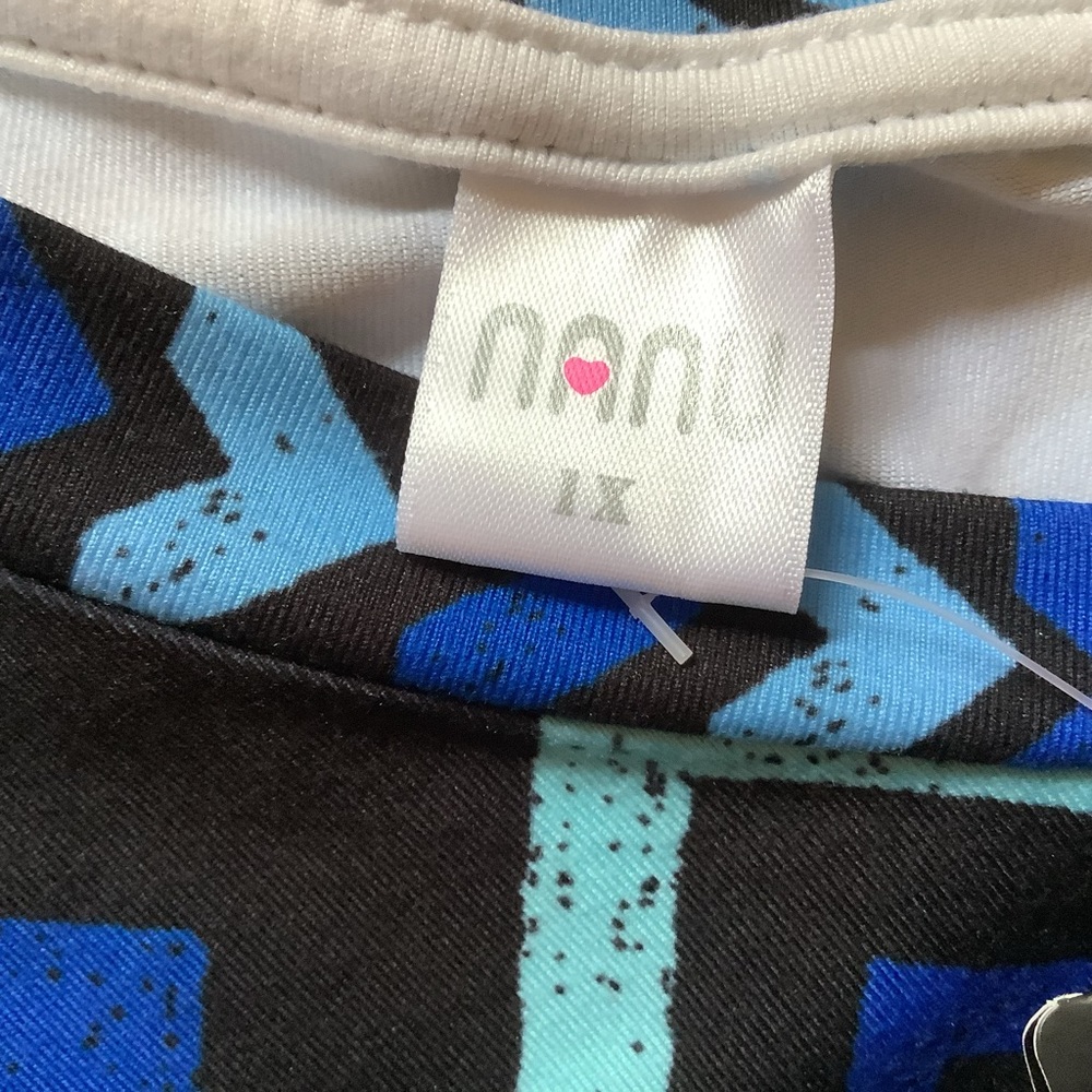 NANU Tunic Women’s 1X Long Sleeve Abstract Pattern Black/Blue - Picture 5 of 12